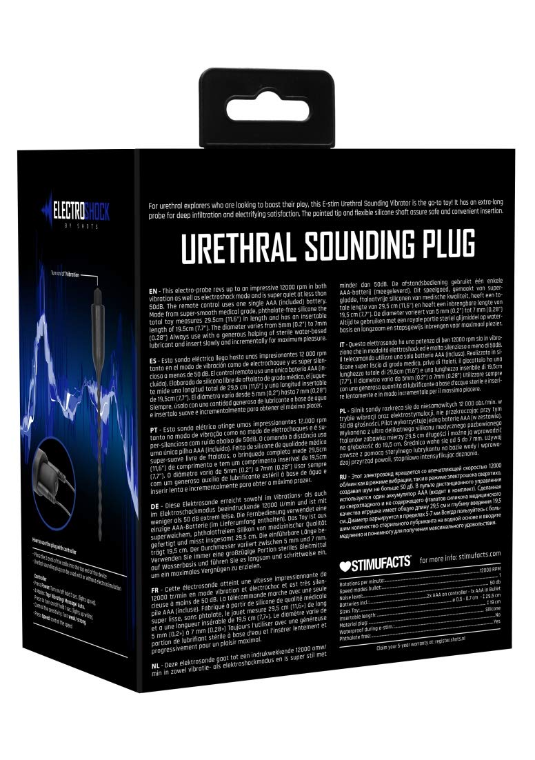 Shots ElectroShock - E-Stimulation Vibrating Urethral Sounding Plug - Black