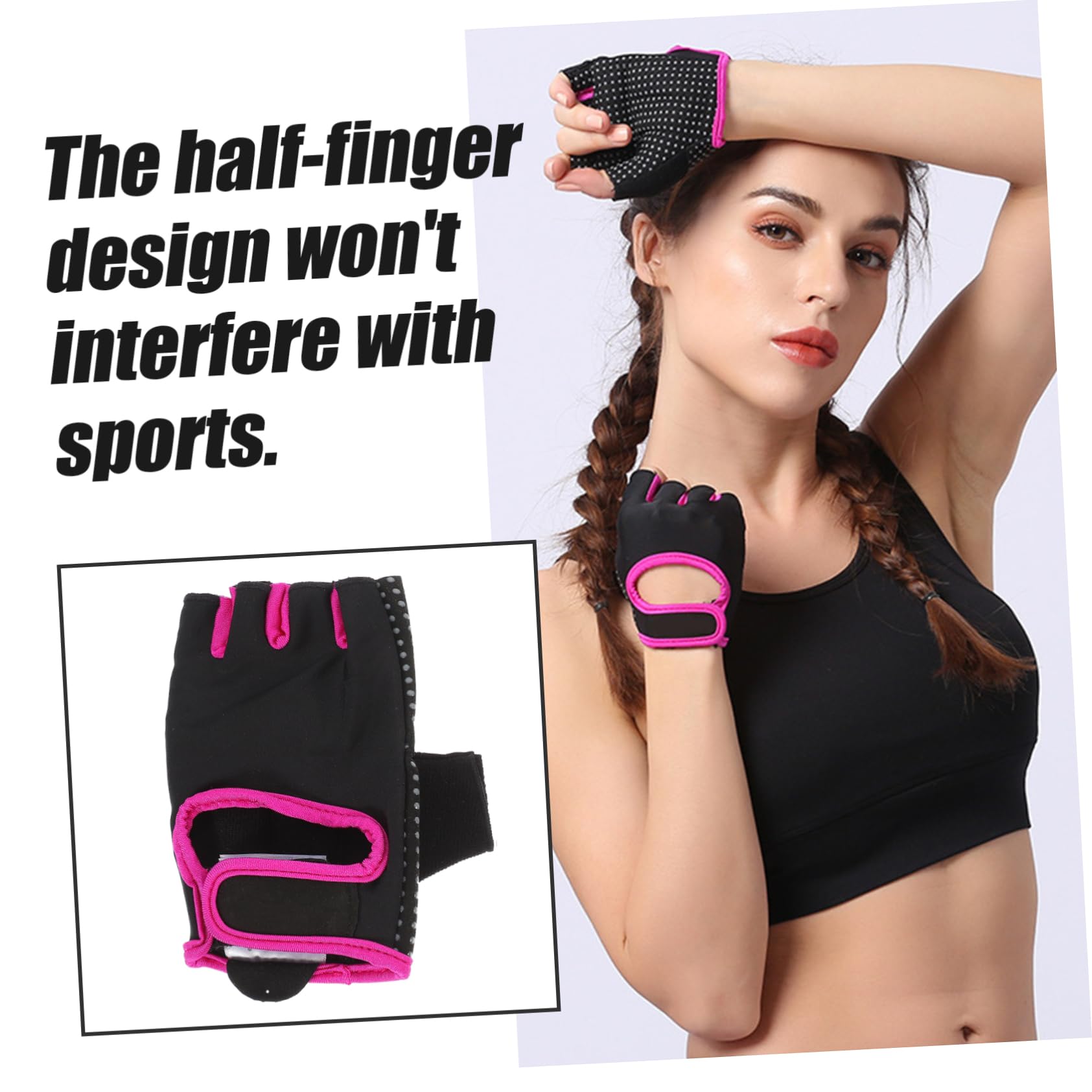 POPETPOP 3 Guantes de Silicona Antideslizantes de Medio Dedo para Fitness Ciclismo Senderismo Deportes al Aire Color Negro/Talla Diseño Cómodo.