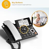 Vista 13 de AT&T DECT 6.0 Teléfono doméstico con cable o inalámbrico con 1 auricular y contestador, bloqueador de llamadas inteligente, identificación