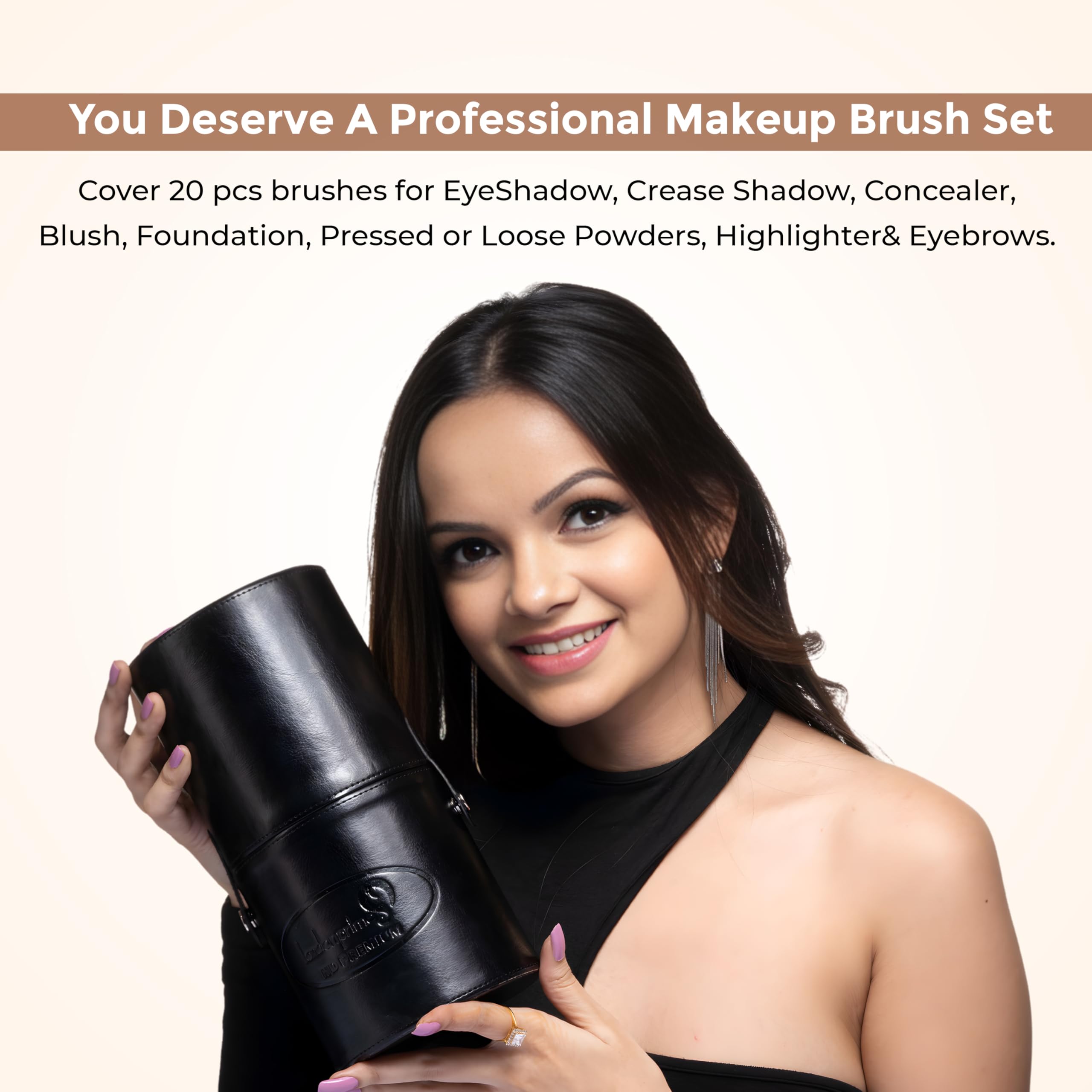 London Prime - Set di 20 pennelli professionali per trucco, kit completo con fondotinta, correttore, cipria, sfumatura, ombretto, impacco viso, illuminante, eyeliner, labbra, tinture per capelli e