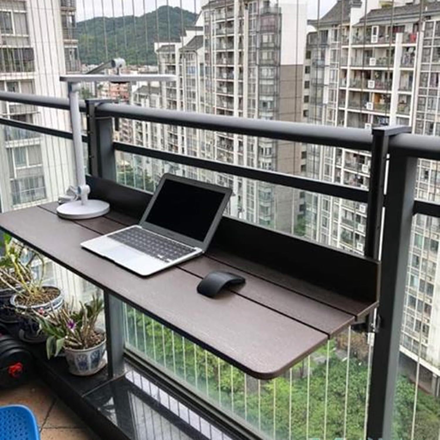 Tavolo Sospeso Per Balcone Esterno Con Ringhiera - Tavolo Pieghevole Da Giardino Per Terrazza Per Piccoli Spazi - Tavolo Sospeso Per Corrimano Salvaspazio Per Piante E Bevande(Size:100*27cm/39*10.6in)