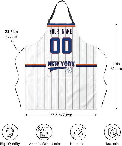 Miniatura 6 de ANTKING Delantal personalizado con bolsillo, regalo personalizado de cualquier nombre y cualquier número para padres y hombres fanáticos