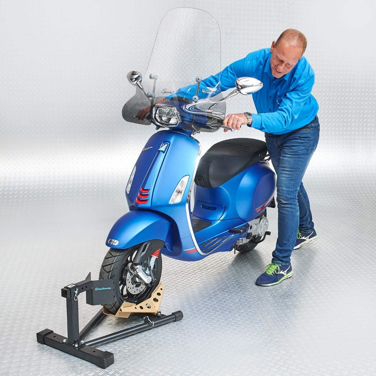 Datona Radwippe für Roller – Motorradständer 10 bis 16 Zoll & 100-140 mm Reifen – Sicherer Stand mit Kipp-Mechanismus für Transport & Winterlagerung