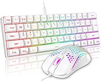 Vista 8 de RedThunder Combo de teclado y mouse inalámbricos 60% para juegos, batería recargable de 2500 mAh, teclado pequeño ultracompacto RGB con sensación