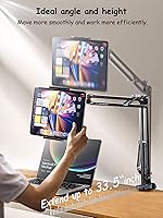 Vista 5 de Soporte plegable para tableta, soporte para tableta ajustable para cama, soporte flexible universal para tableta con rotación de 360 grados