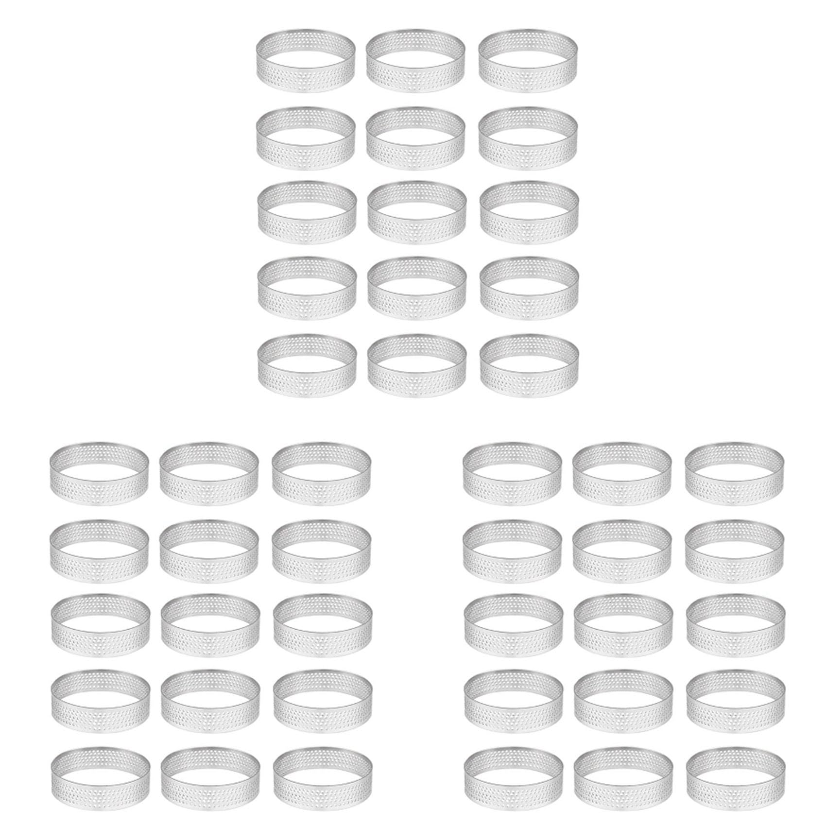 Vjsujehgy 45 Pack Stainless Steel Tart Ring, Heat- Perforated Cake Mousse Ring, Round Ring Baking Tools