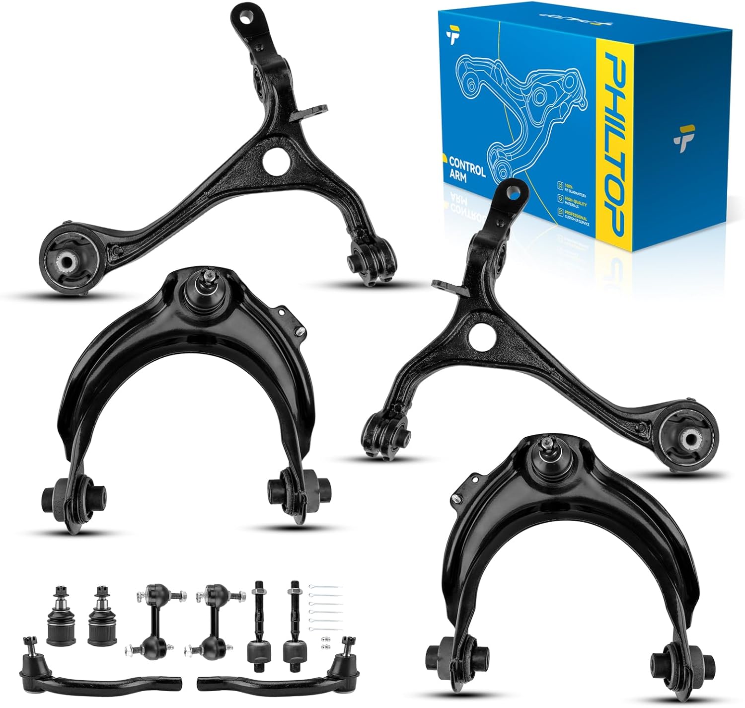 PHILTOP 12PCS Front Suspension Kit for Honda Accord 2003 2004 2005 2006 2007, Fit for Acura TSX 2004-2008, Upper Lower Control Arm Ball Joints Tie Rods Ends Sway Bar Link