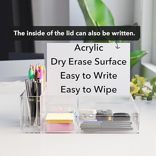 Miniatura 5 de Neatsure Planificador semanal de escritorio de acrílico, calendario de borrado en seco, pizarra blanca con organizador de almacenamiento, escritorio