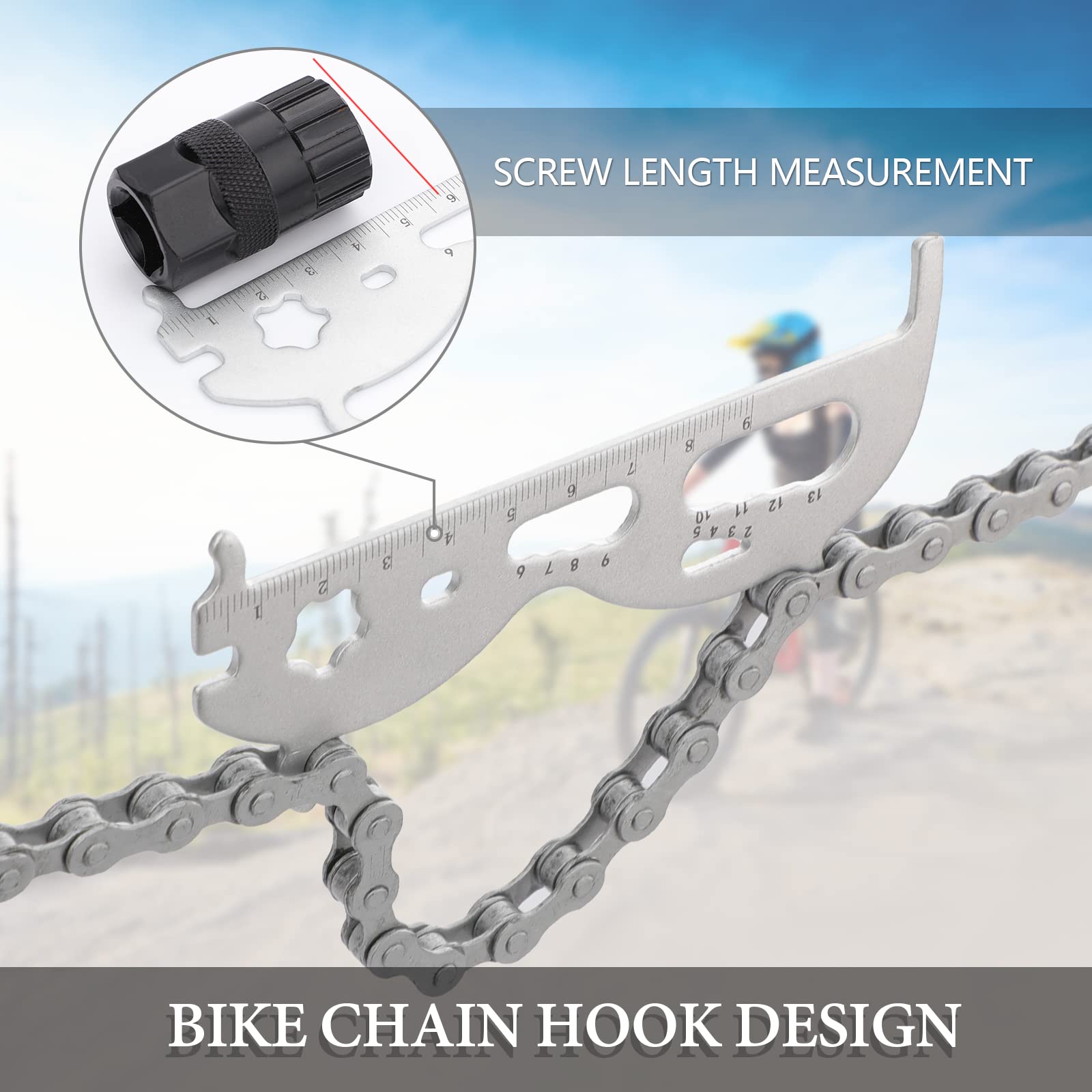 Calibro Catena Bici 7 In 1 - Acciaio Inossidabile, Tester Usura Catena Per Manutenzione Bicicletta - Foto 13
