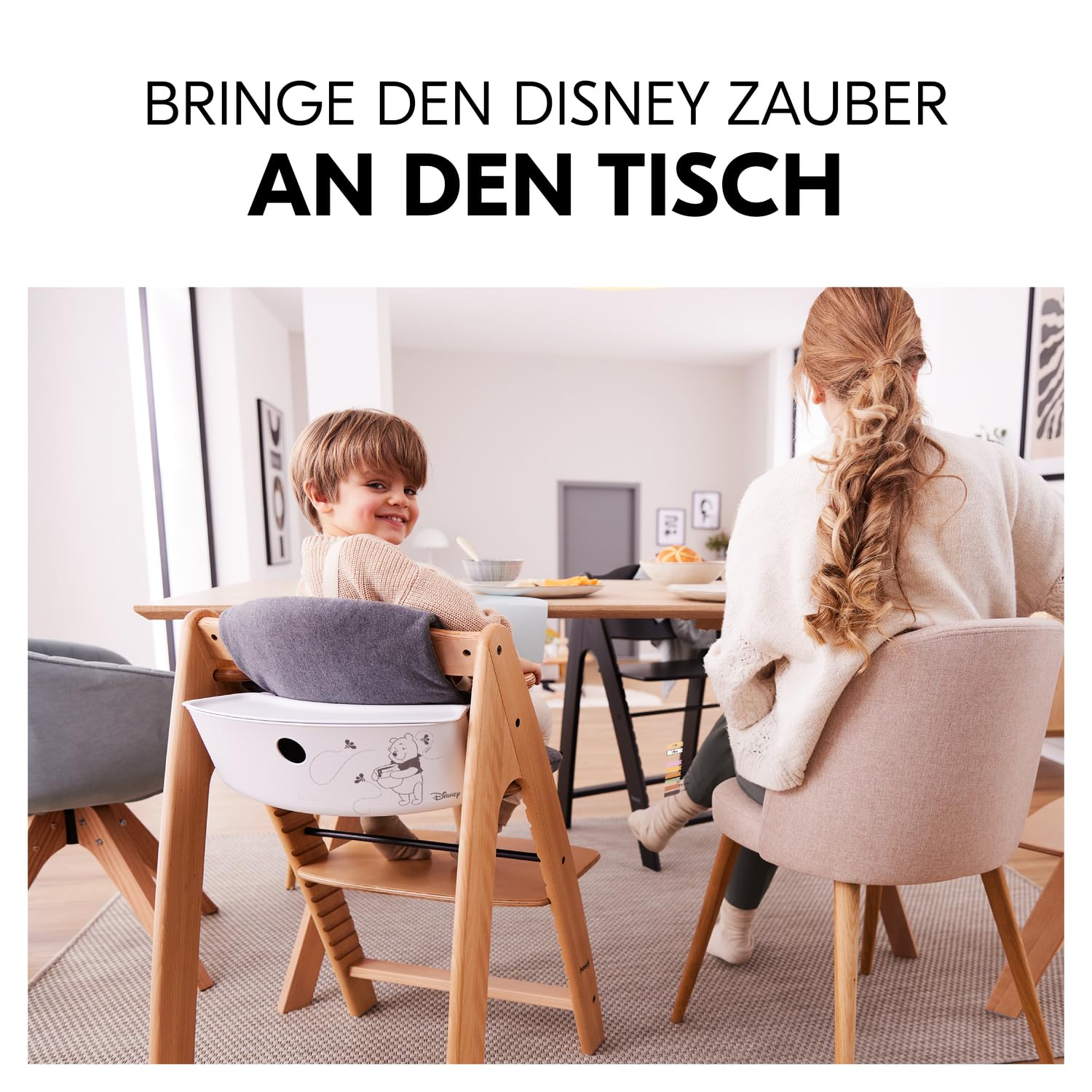 hauck Organizer für Alpha+, Beta+, Arketa Hochstuhl Aufbewahrungsbox mit Deckel zum Aufhängen, Einfache Befestigung an der Rückenlehne, Belastbar bis 3 kg, Leicht Abwischbar (Disney Pooh White) Baby