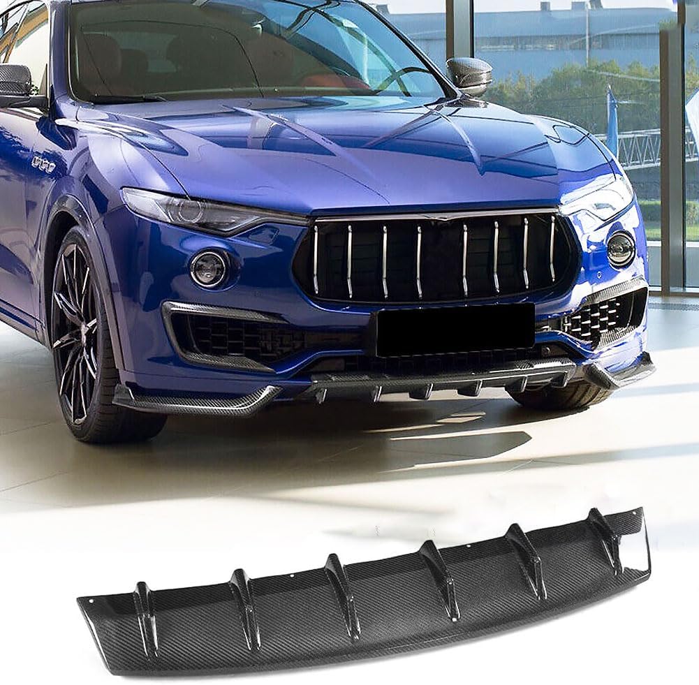 Front Bumper Lip fits Maserati Levante Base S Sport Utility 4Door 2016-2018 Add-on Pure Carbon Fiber CF Chin Spoiler Splitter Protector (Front Spoiler)