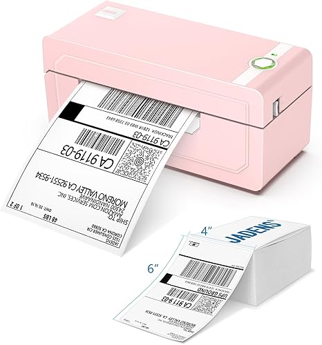 JADENS Impresora térmica de etiquetas Bluetooth rosa y 1 paquete de etiquetas térmicas