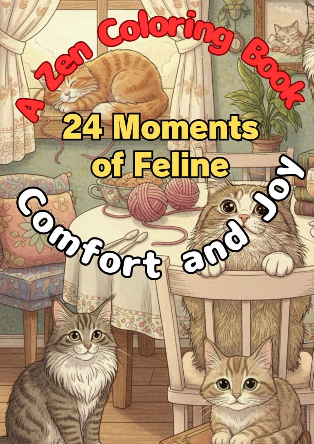 A Zen Coloring Book - 24 Moments of Feline Comfort and Joy