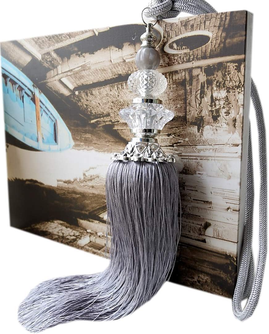 1 Pair Beautiful Crystal Tassels Curtain Tiebacks Holdbacks Buckle Holder Fashion Curtain Tiebacks Rope (Dark Coffee)