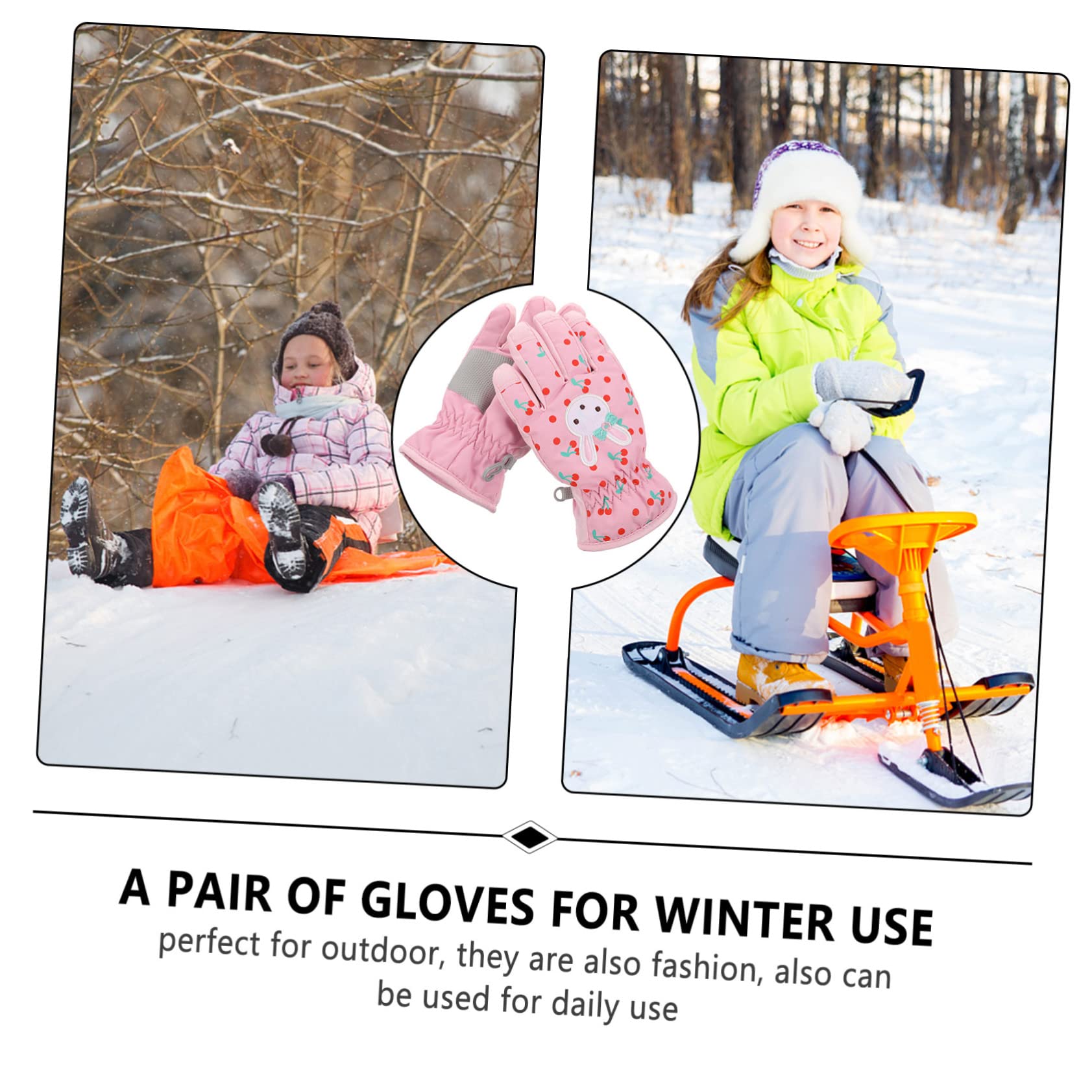 INOOMP 3paare Winterwarme Skihandschuhe Für Junge Mädchen Winddichte Und Wasserfeste Fäustlinge Mit Cartoon-Design Für Outdoor-aktivitäten Und Schlittenfahren