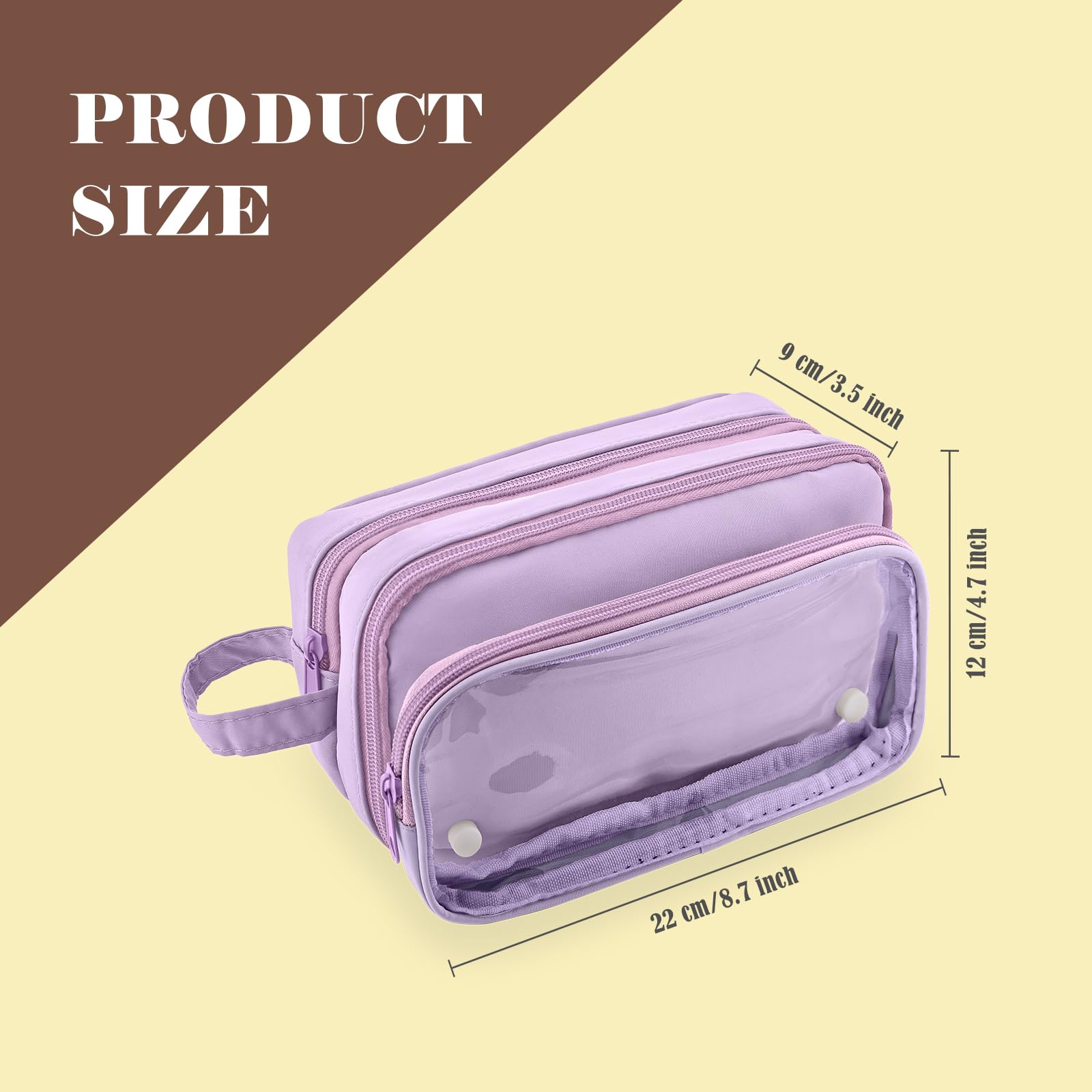 BAYTORY Multi-Compartment Pencil Case, Large Stitch Pencil Cases with Smooth Zipper - Image 2