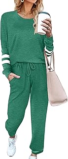 Ekouaer Sweatsuits Womens Loungewear Set Tracksuit Long Sleeve Pajamas Set with Pockets 2 Piece Outfits Lounge Sets