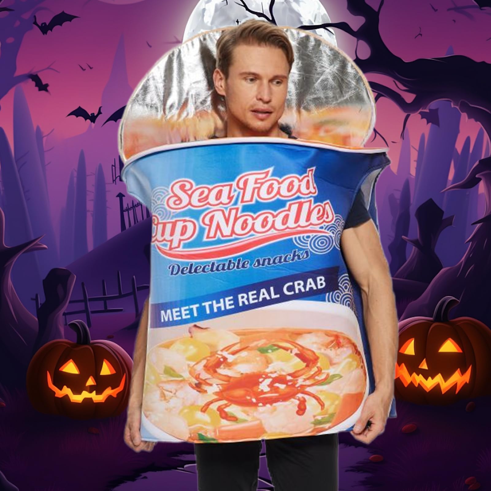 Kostiumy Na Halloween Realistyczny strój na Halloween | Kostium kubka z makaronem i owocami morza Na maskaradę, festiwal, święto, paradę, występ, wydarzenie, imprezę, sesję