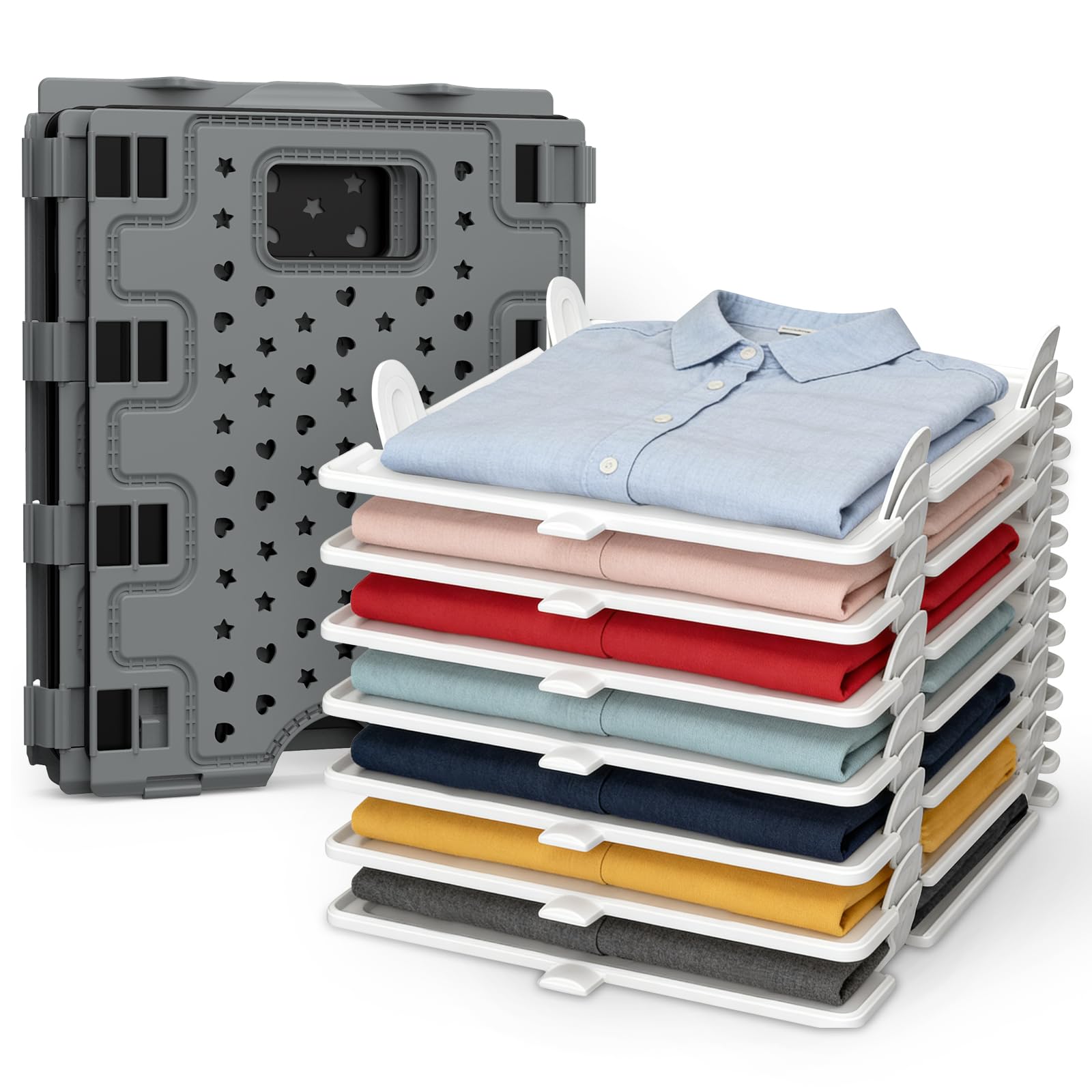 Photo 1 of Accenter 10Pcs Stackable Closet Organizer & Shirt Folding Board Bundle