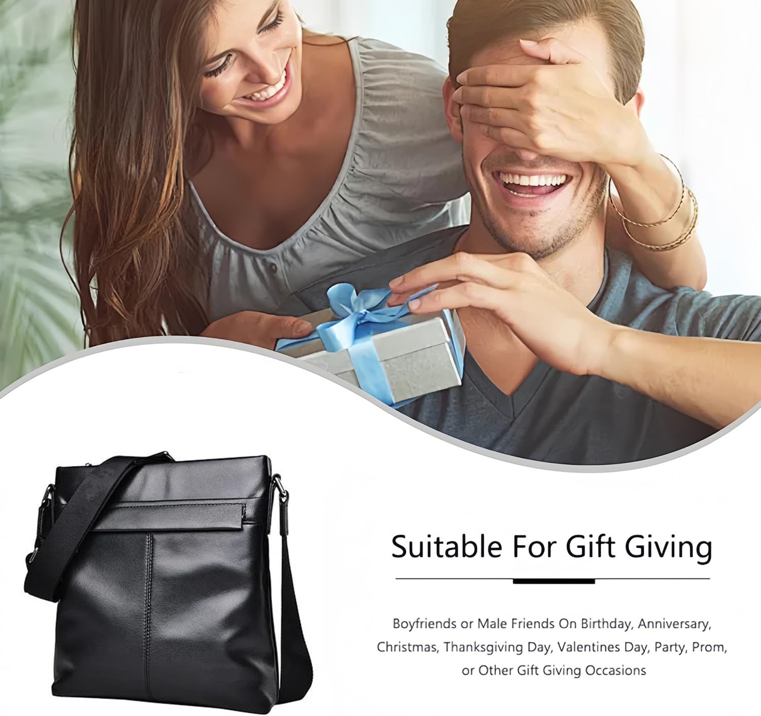 Compact Leather Crossbody Sling Bag, Chest Purse for Women with Adjustable Strap