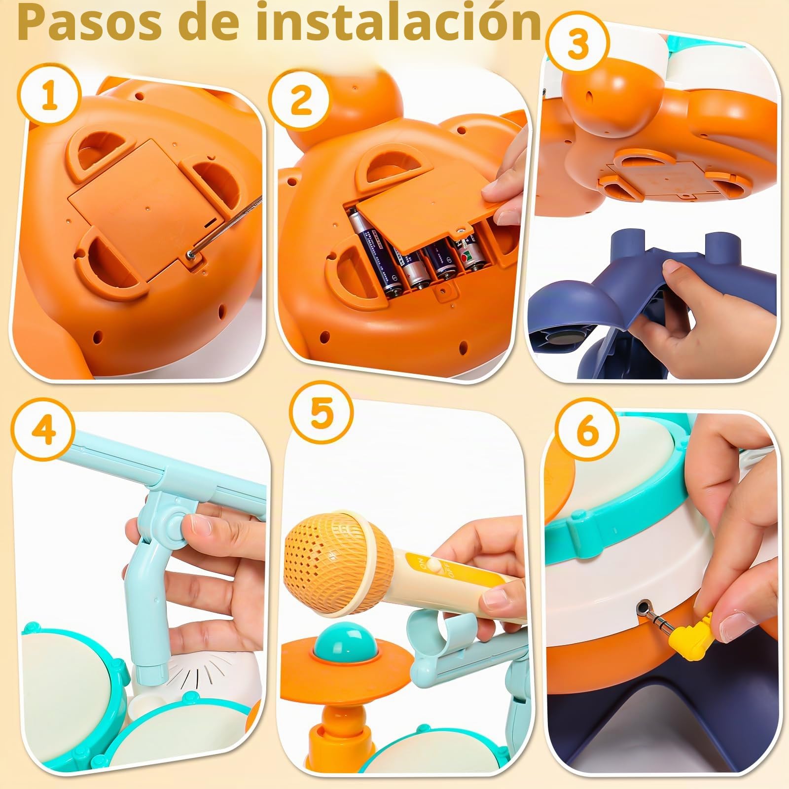 Tambor Infantil- Juguetes Niños 1 Año Bateria Ideas Regalo Niño 1 Año Instrumentos Musicales Infantiles Juguetes Bebe 1 2 Año