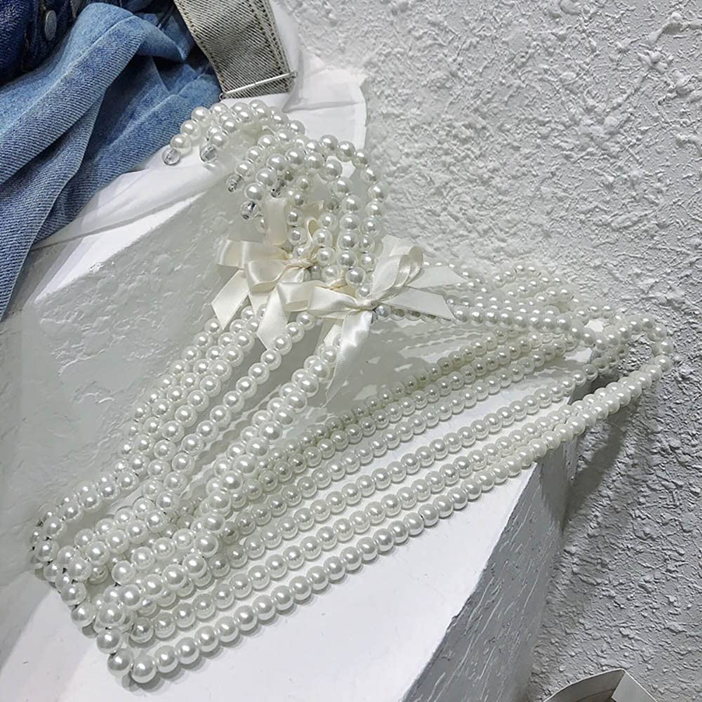 Psivika Kleiderbügel aus Kunststoff, mit Perlen, 40,6 cm breit, Weiß, 10 Stück