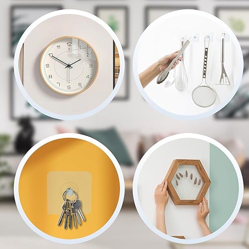 Miniatura 6 de Paquete de 25 ganchos adhesivos sin taladro, ganchos adhesivos resistentes de 33 libras, ganchos adhesivos transparentes e impermeables, extraíbles