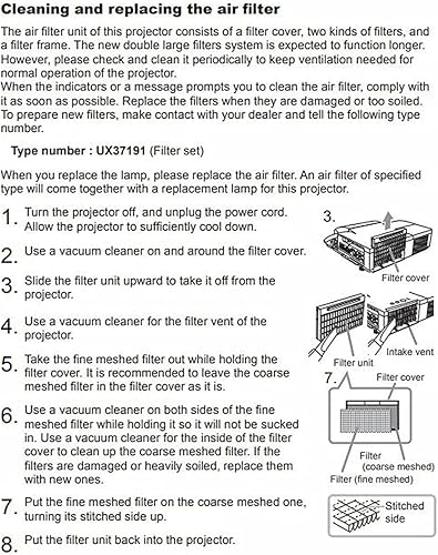 Miniatura 35 de AWO Filtro de aire de proyector de repuesto para EPSON ELPAF17 / V13H134A17 EB-G5000, EB-G5100, EB-G5150, EB-G5200W, EB-G5300, EB-G5350, EB-G5450WU