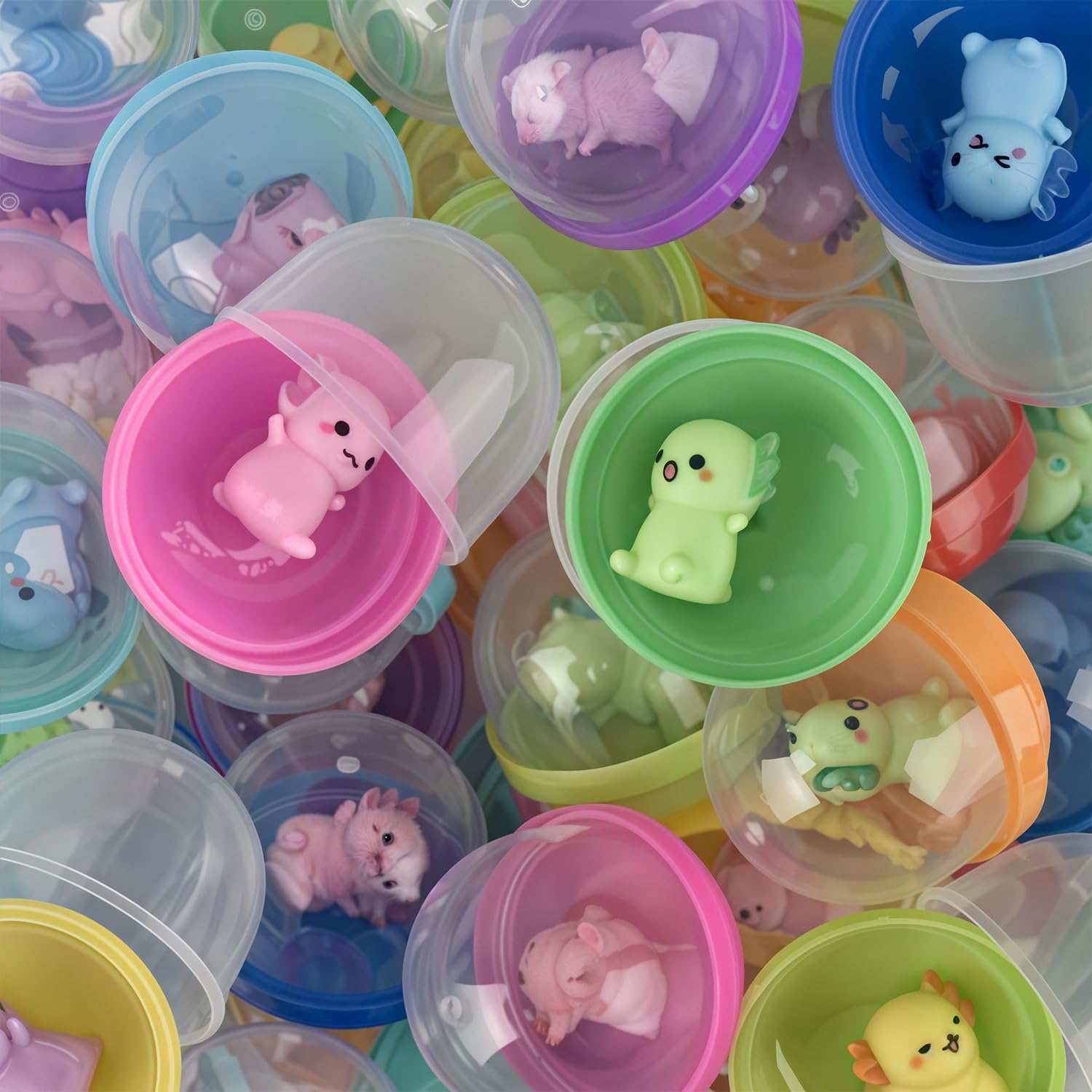 Mini Axolotl Squeezy Figurines - 1" (Pack of 250) - Soft Assorted Colors Squishies in Capsules - Perfect Arcade Prizes and Party Rewards
