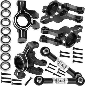 RC Aluminum Steering Block/Rear Hub&Steering Links Upgrades Part for 1/16 Mojave GROM 223S DSC 4X4 RTR,Car ModelARA2304S,ARA2304ARA2104,Black