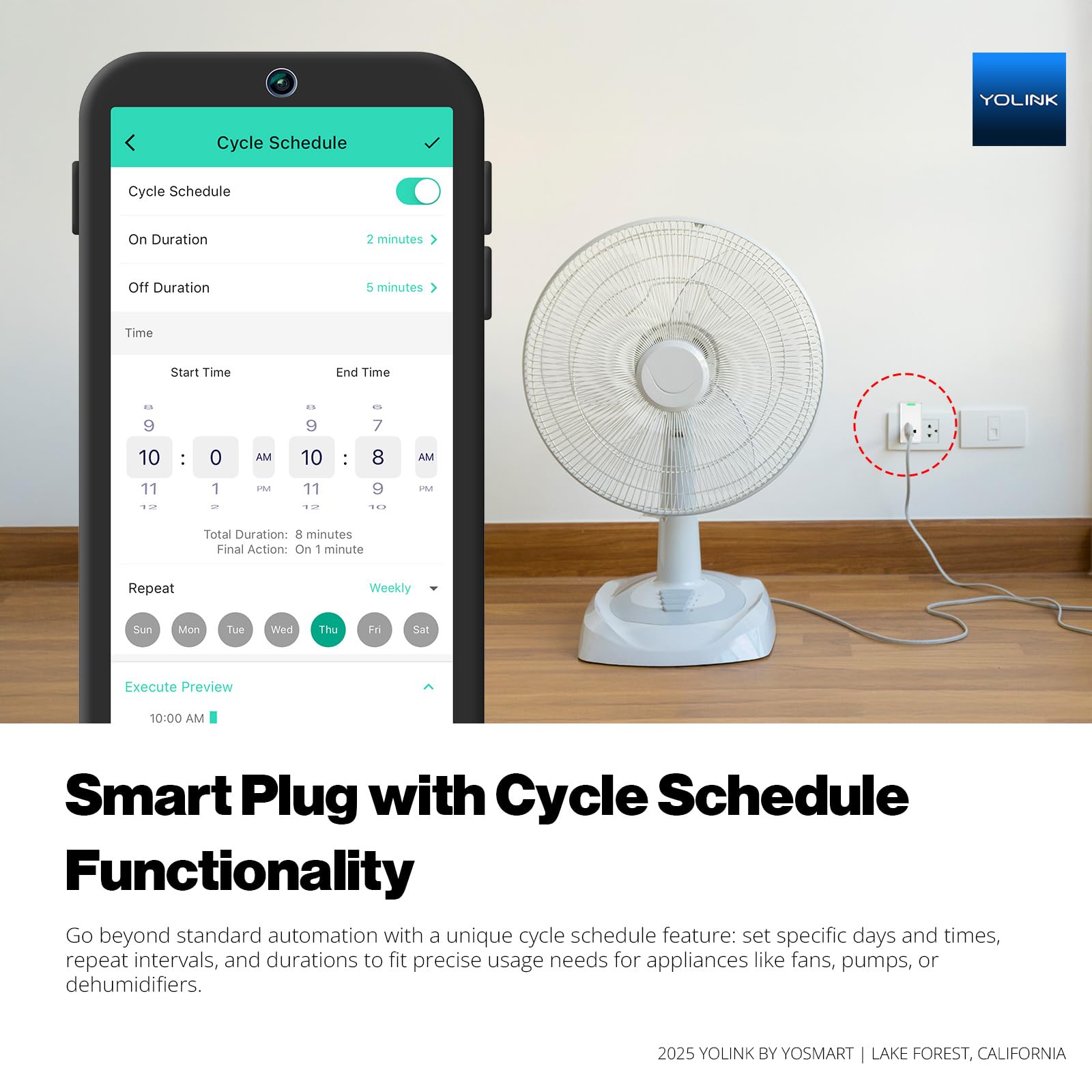 YoLink Smart Energy Plug 15A 1 4 Mile LoRa Range High-Power Devices with Cycle Schedule Real-Time Energy Monitoring — view 2