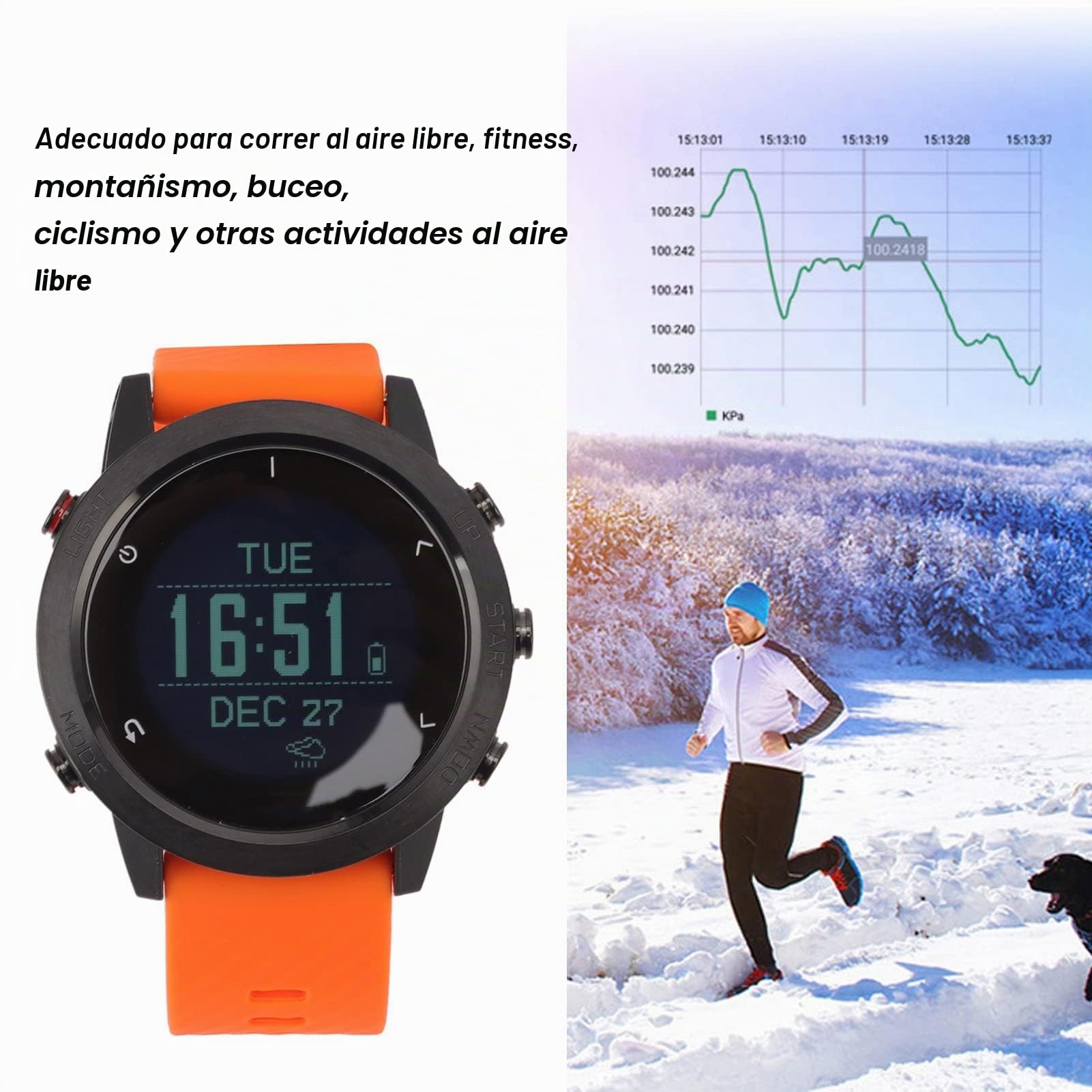 LEYT Reloj de Ordenador de Buceo, Pantalla Clara, Ubicación de Brújula Digital, Reloj Inteligente Resistente Al Agua, Seguimiento de Nuestra Ruta para Montañismo (Naranja)