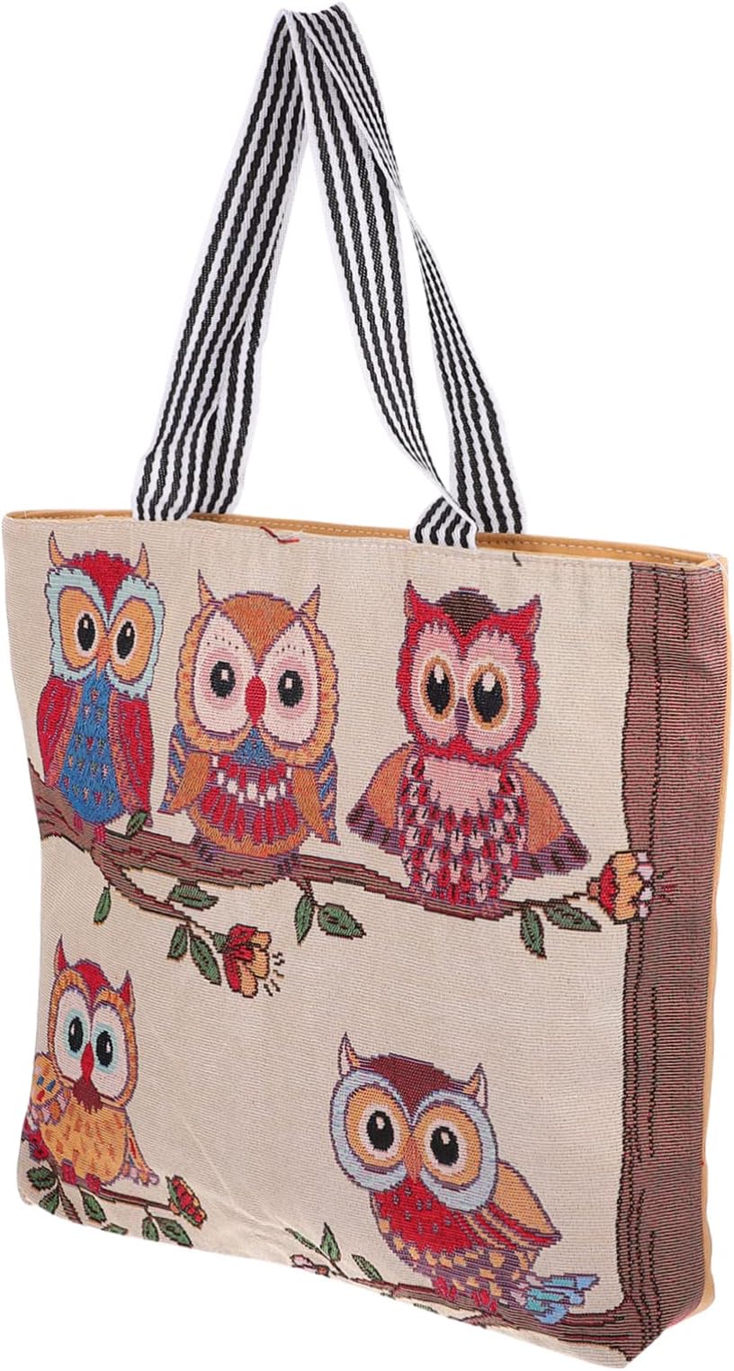 Hoement 1pc Shoulder Bags Canvas Backpack Purse Crossbody Tote Messenger Bag Crossbody Night Owl Pattern Fashion Embroidery Bag Womens Wallets Casual Work Bag Large Capacity Handbag