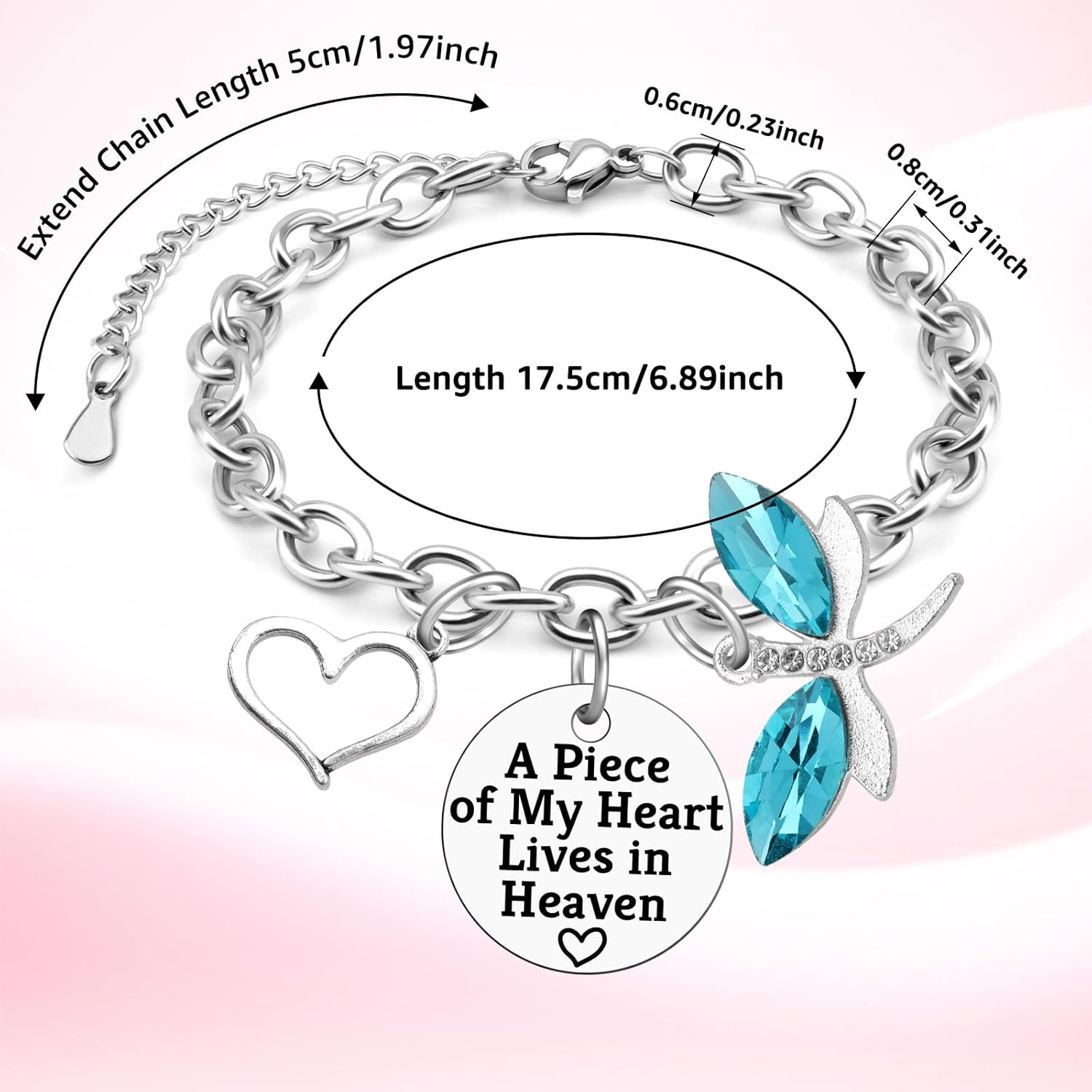 Memorial Gifts for Loss of Loved Stainless Bracelet In Memory of Loved Bereavement Condolences Grief Gift for Loss of Mom Husband Son Daughter Dog Remembrance Gifts Ideas Silver Chain Bracelet - Image 2