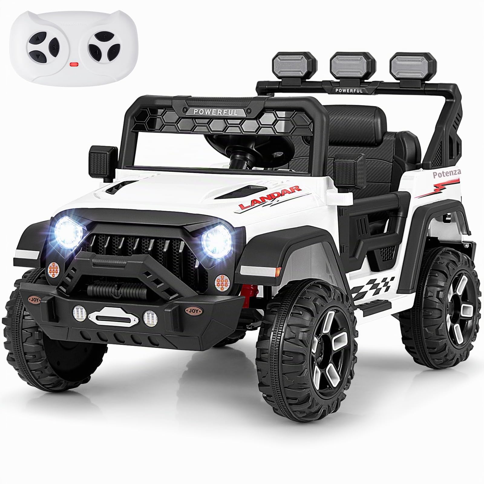 RELAX4LIFE Macchina Elettrica per Bambini 12 V con Telecomando,Porta USB, Musica e Luci, Avvio lento, 3 Velocità Regolabile 3-6 km/h, per 3 Anni+, Carico 30 kg,Avanti/Indietro/Destro/Sinistra (BIANCO)