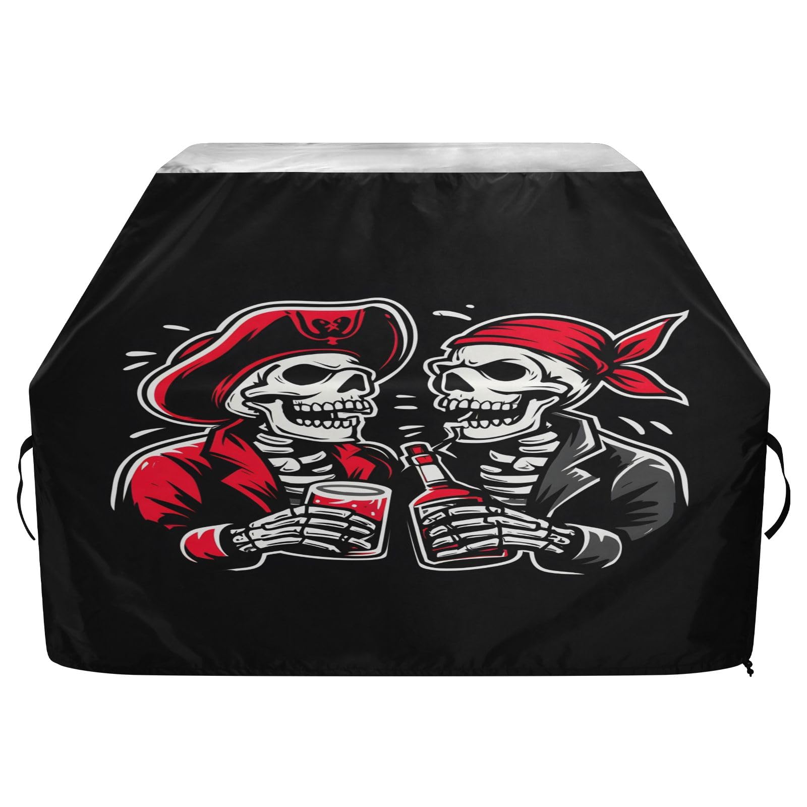Copertura per barbecue di alta qualità, impermeabile, resistente allo sbiadimento, resistente, adatta per griglie fino a 63 cm, motivo: teschio pirata