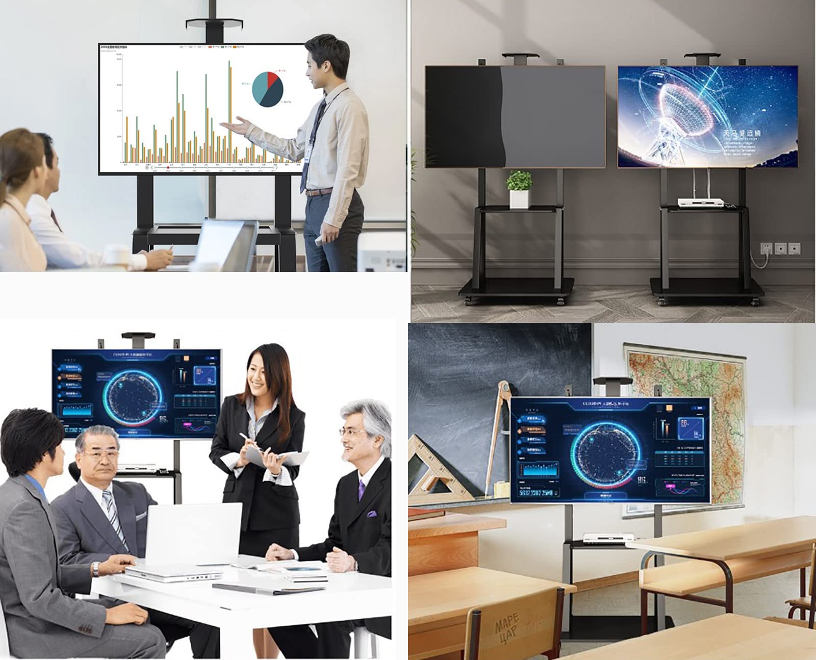TABOJS Soporte rodante para TV de 5575 Pulgadas, TV de Altura Ajustable con Ruedas para Dormitorio, Granja, Oficina, Soporte con Estante de Almacenamiento