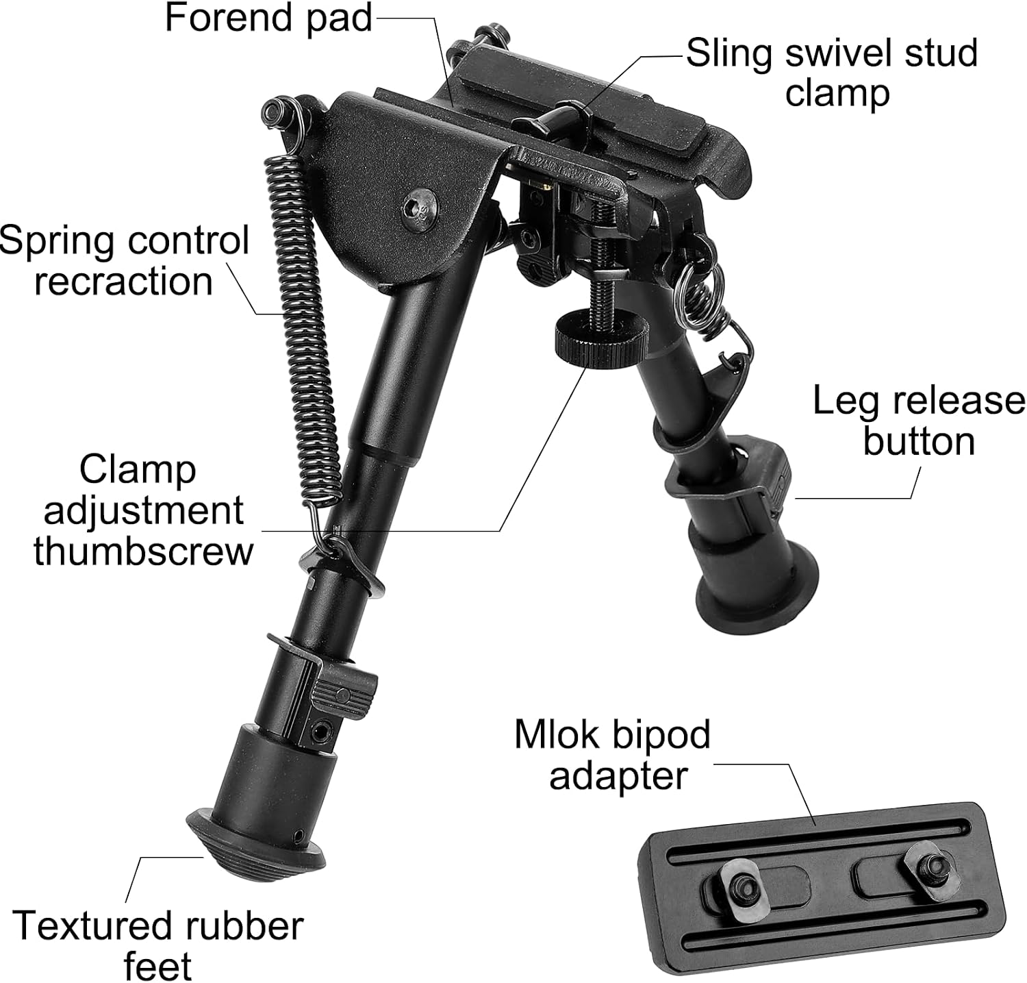 Besrilien Rifle Bipod Compatible with Mlok Bipod for Rifle 6-9 Inches with Adapter