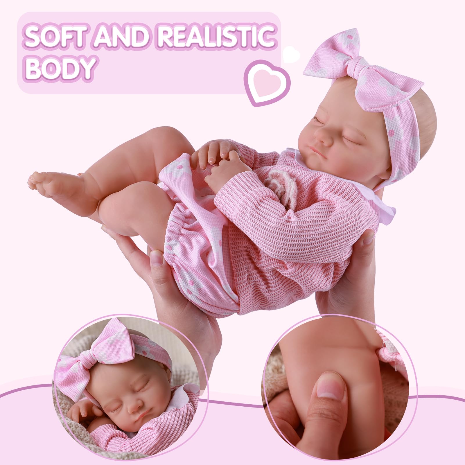JIZHI Lifelike Reborn Baby Doll, 20 Inch Realistic Soft Body Newborn Baby Doll Girl - Image 4