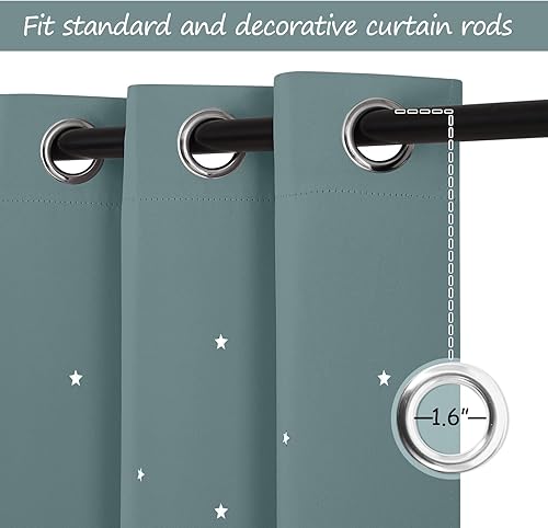 Miniatura 5 de NICETOWN Cortinas de estrellas para habitación de niños, cortina opaca de 63 pulgadas de largo, corte láser esencial para habitación del bebé (2