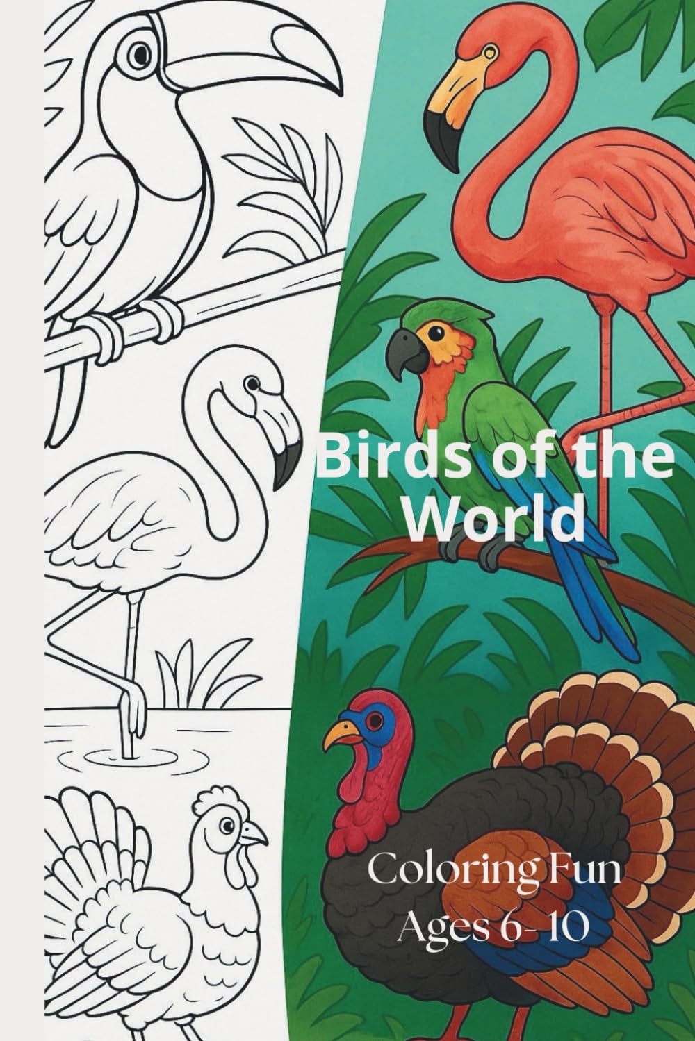 Birds of the World – Coloring Book for Kids: 40 fun and educational bird illustrations for children ages 6–10. Includes facts in English