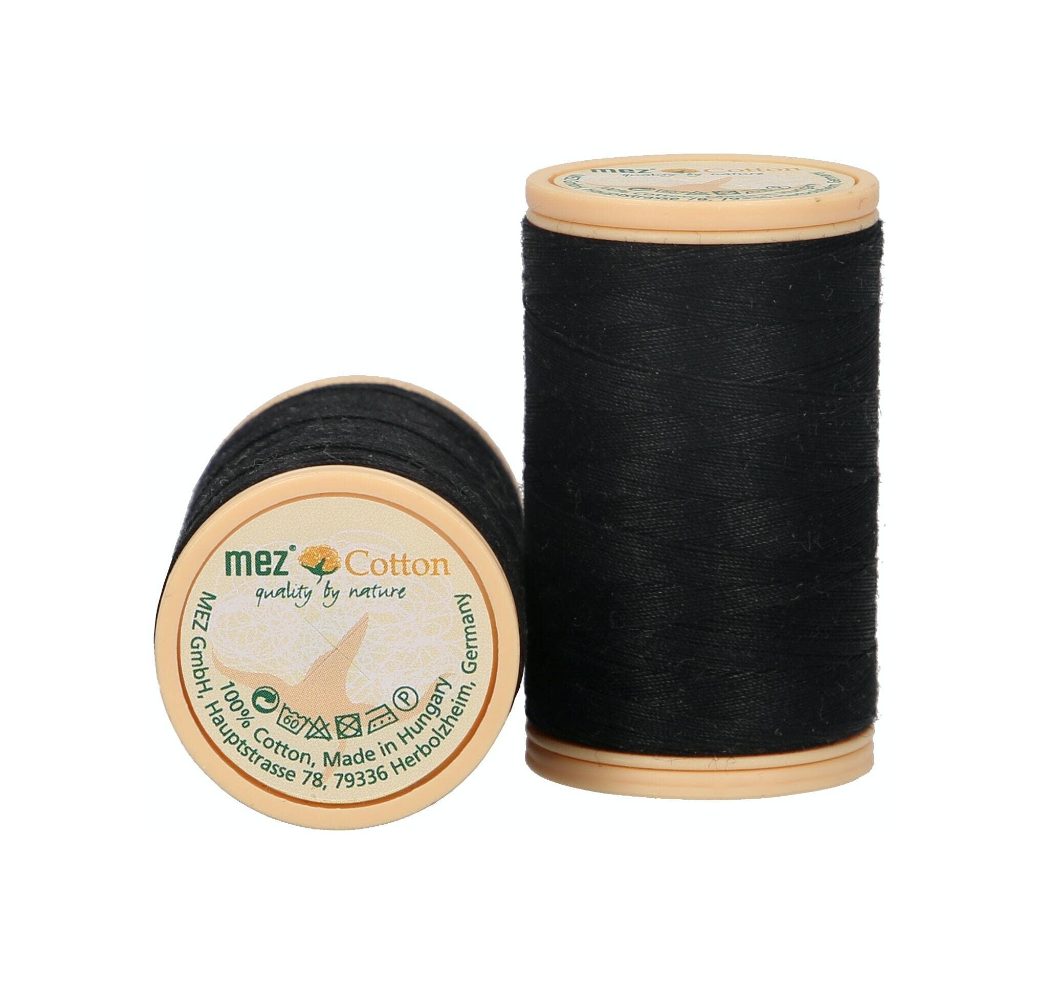 MEZ Cotton Strength 50 4662050-09750 Black Sewing Thread, 100% Cotton, 200 m