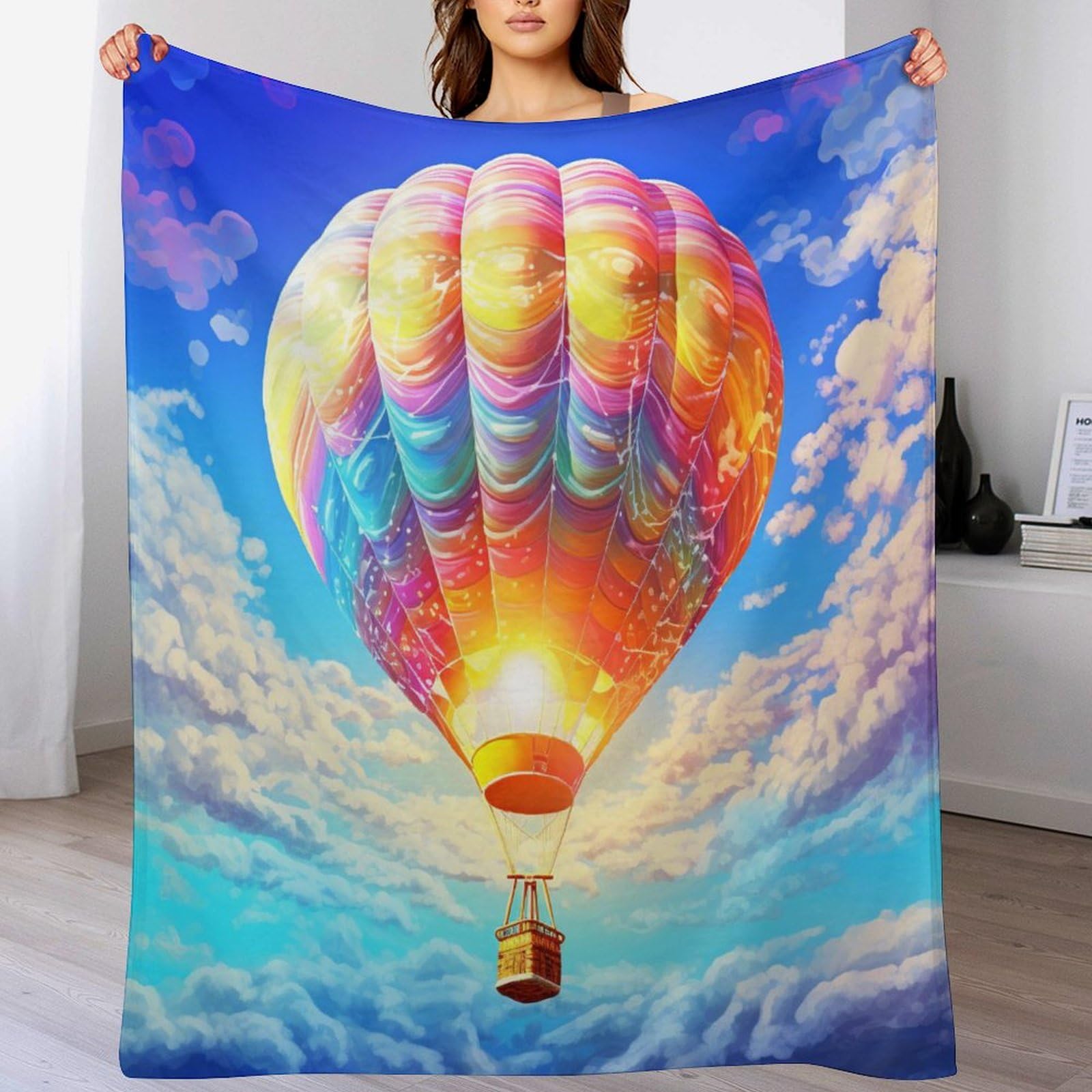 Couverture montgolfière douce et légère plaid peluche souple lit canapé 140x180