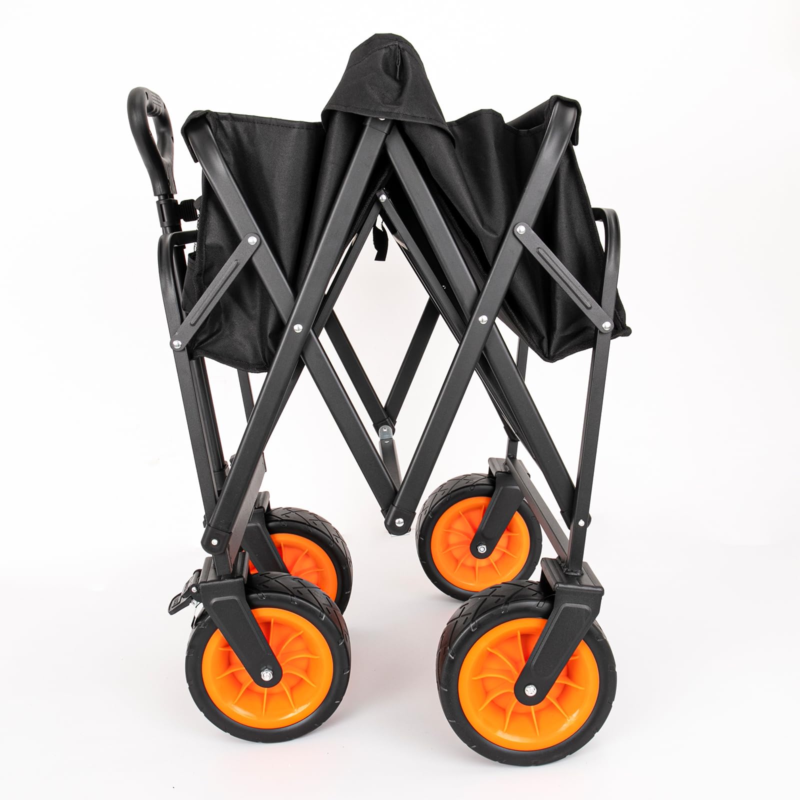 AOUTK キャリーワゴン キャンプカート ブレーキ付き 折り畳み 前輪360*度回転 アウトドア用アワゴン 幅広大型タイヤ コンパクト 軽量 収納簡単 ポケット付き カ : AOUTK キャリーワゴン キャンプカート ブレーキ付き