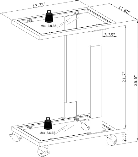 Miniatura 2 de Mesa auxiliar móvil de vidrio transparente con marco acrílico, moderna mesa auxiliar de sofá en forma de C con ruedas, mesa de aperitivos