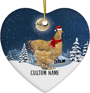Personalized Buff Brahma Chicken Hen Christmas Ornament 2025 Heart Ceramic White - Custom Name Winter Night Pet Portrait Xmas Tree Decor Gifts for Brahma Chicken Lovers