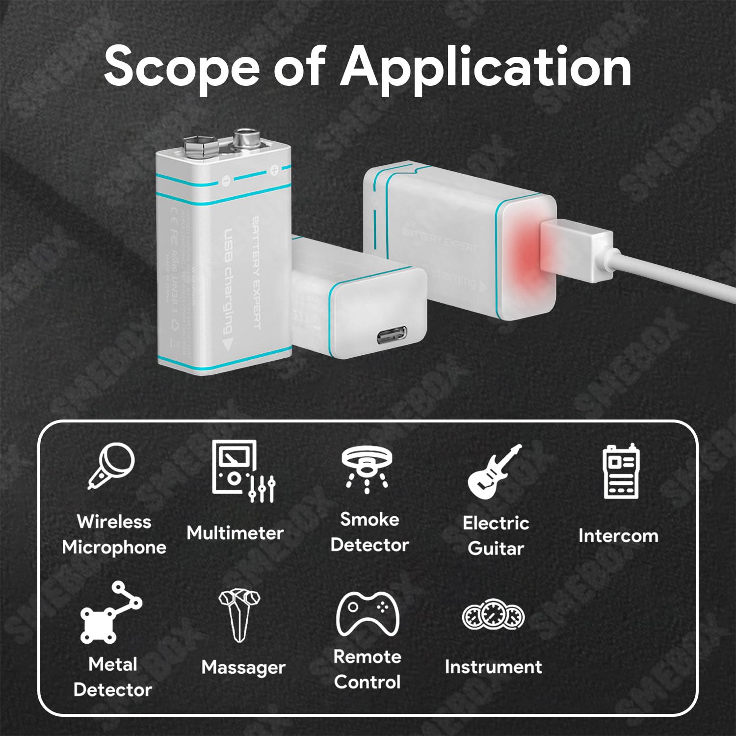 Batterie Ricaricabili da 9V a Tensione Costante Alta Capacità 1000mAh Ricarica USB Type-C Batteria 6F22 6LR61 PP3 per Rilevatori Fumo, Multimetro, Telecomando, Walkie-Talkie (8 pezzi)