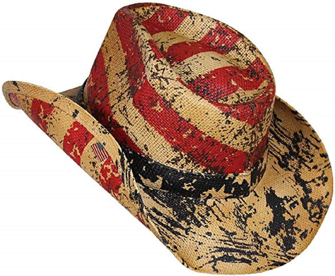 Vintage USA American Flag Cowboy Hat w/Western Shape-It Brim (Liberty Stars and Stripes)