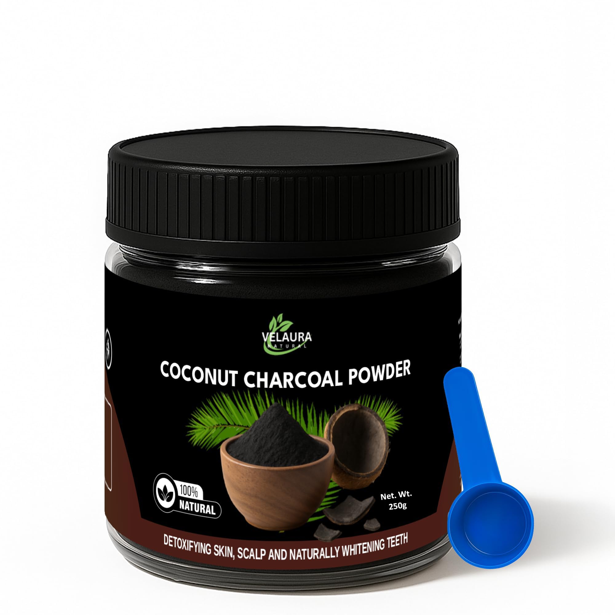 Activated Charcoal Powder (250g) with Free Measuring Scoop | Coconut Shell-Based | Teeth Whitening, Detox & Skin Care | Food-Grade, Vegan & Chemical-Free