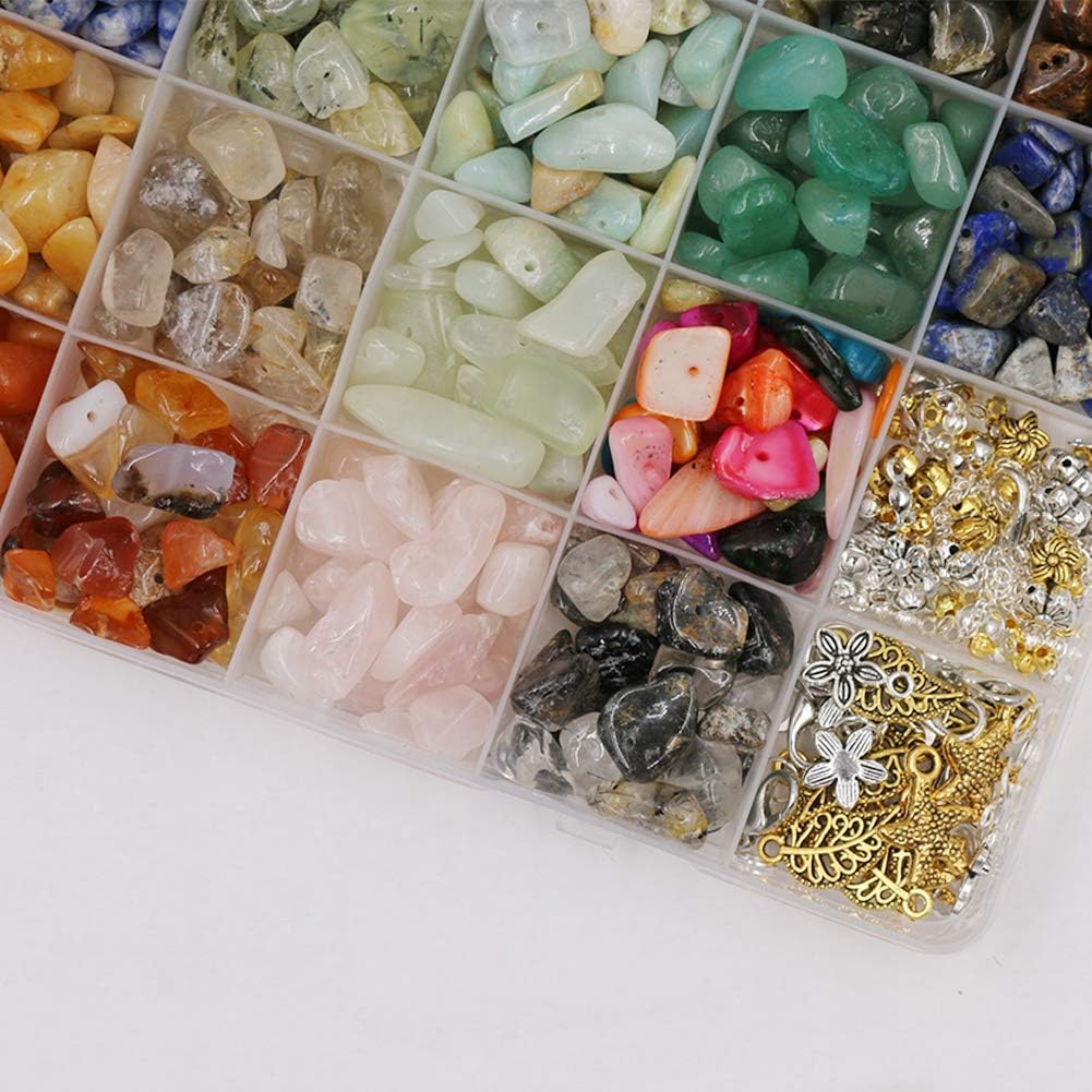 Civilipi Chips Gemstone Bead Crystal Chip Bead Jewelry Making Kit Spacer Seed Beads Loose Beads DIY Jewelry Making Supplies (7-12mm Chips Gemstone)